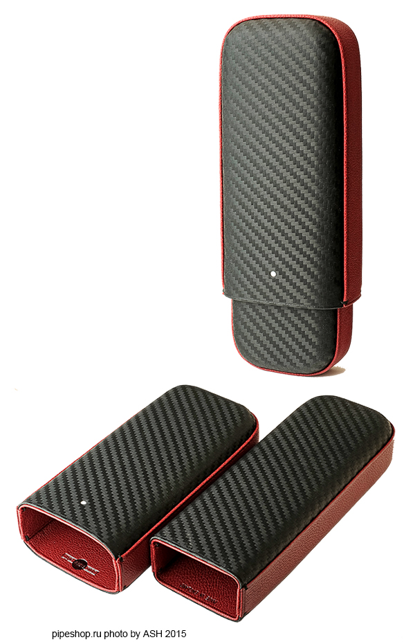   2  DUNHILL CIGAR CASE CARBON 2F BLACK/RED HUCARBON1