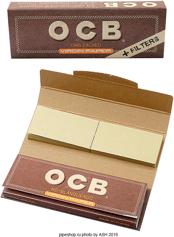     OCB UNBLEACHED VIRGIN PAPER 1-1/4 78 mm +  TIPS, 50+50 .