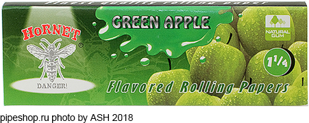    HORNET FLAVORED ROLLING PAPERS 78 mm GREEN APPLE,  50 
