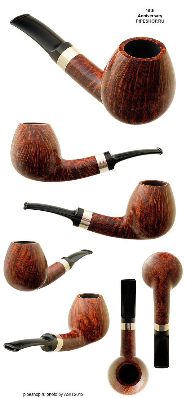    DESIGN SMOOTH BENT BRANDY WITH SILVER 15th ANNIVERSARY PIPESHOP.RU 4/9