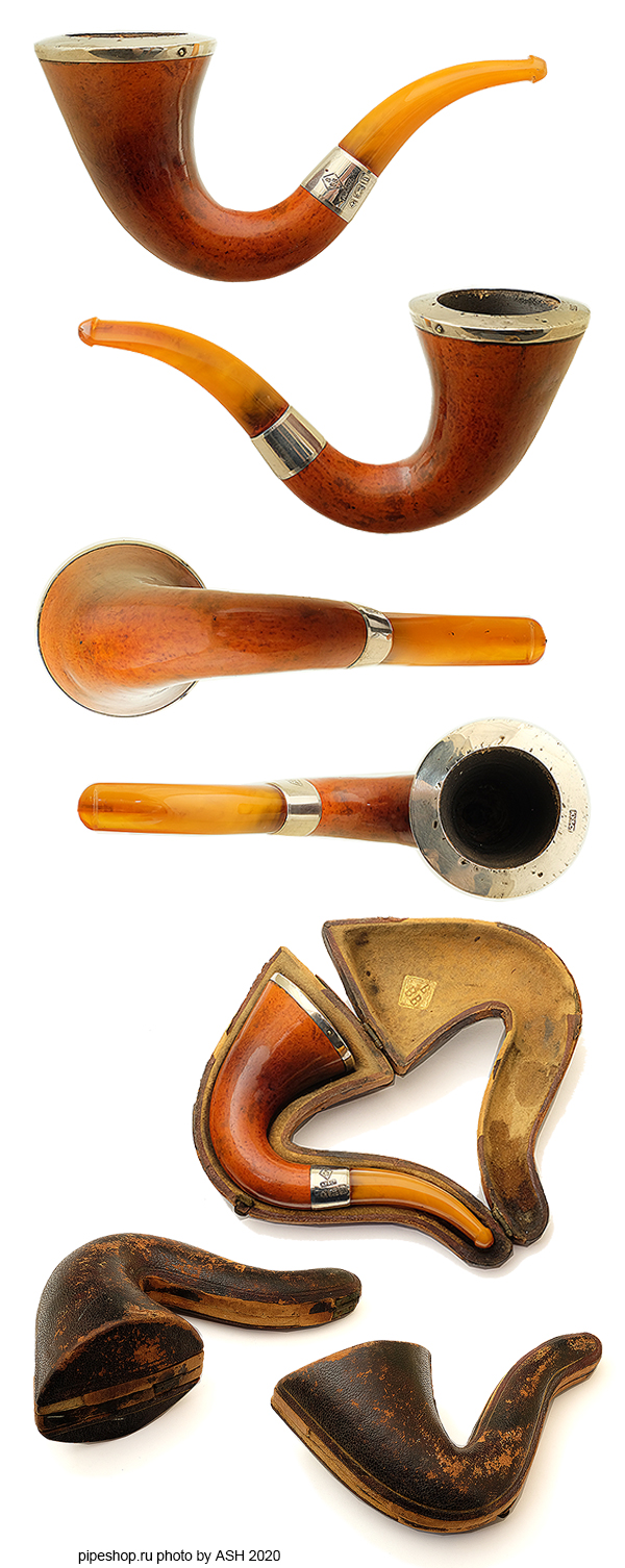   BBB GOURD CALABASH WITH SILVER AMBER STEM AND CASE ESTATE (1908)