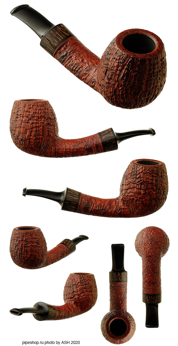    BROWN SANDBLAST BENT BILLIARD WITH PALMWOOD