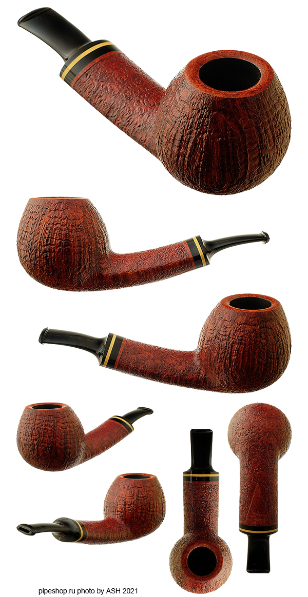   .  BROWN SANDBLAST WIDE SHANK BENT APPLE WITH BOXWOOD