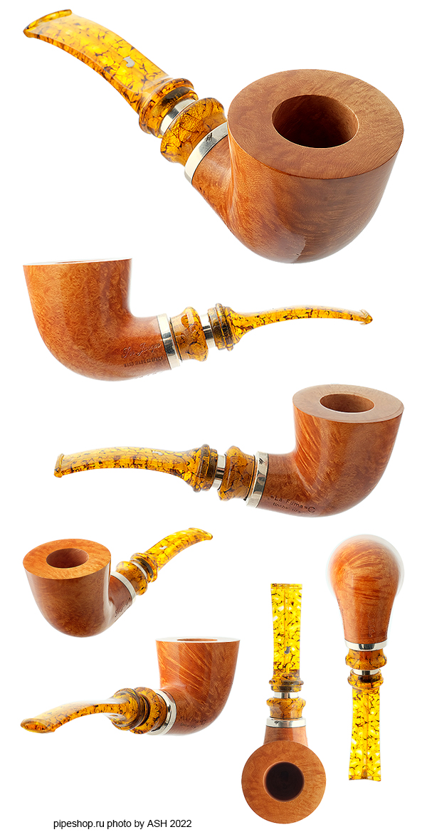   SER JACOPO "LA FUMA" C PULCHRA AMBER SMOOTH BENT DUBLIN WITH SILVER,  9 