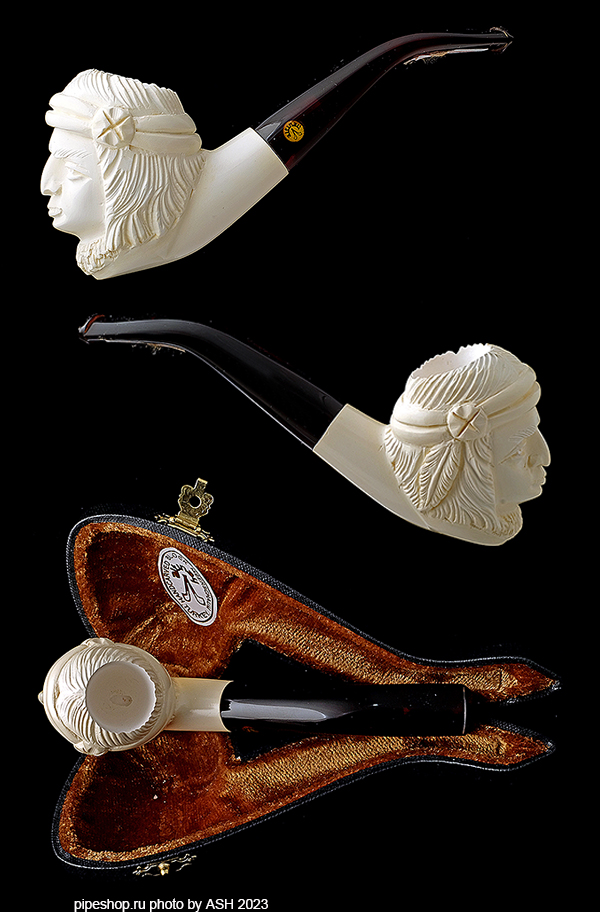   ALTINAY MEERSCHAUM CARVED BENT INDIAN