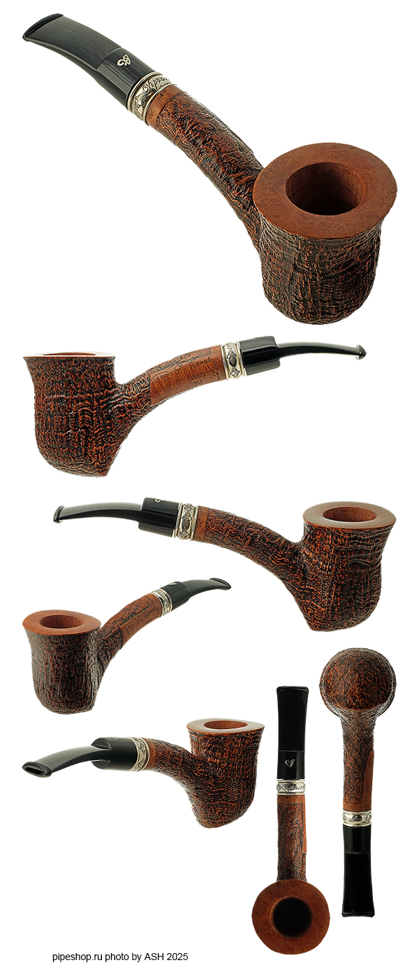   L. VIPRATI POTY 2003 SANDBLAST BENT DUBLIN WITH SILVER 183 ESTATE NEW UNSMOKED