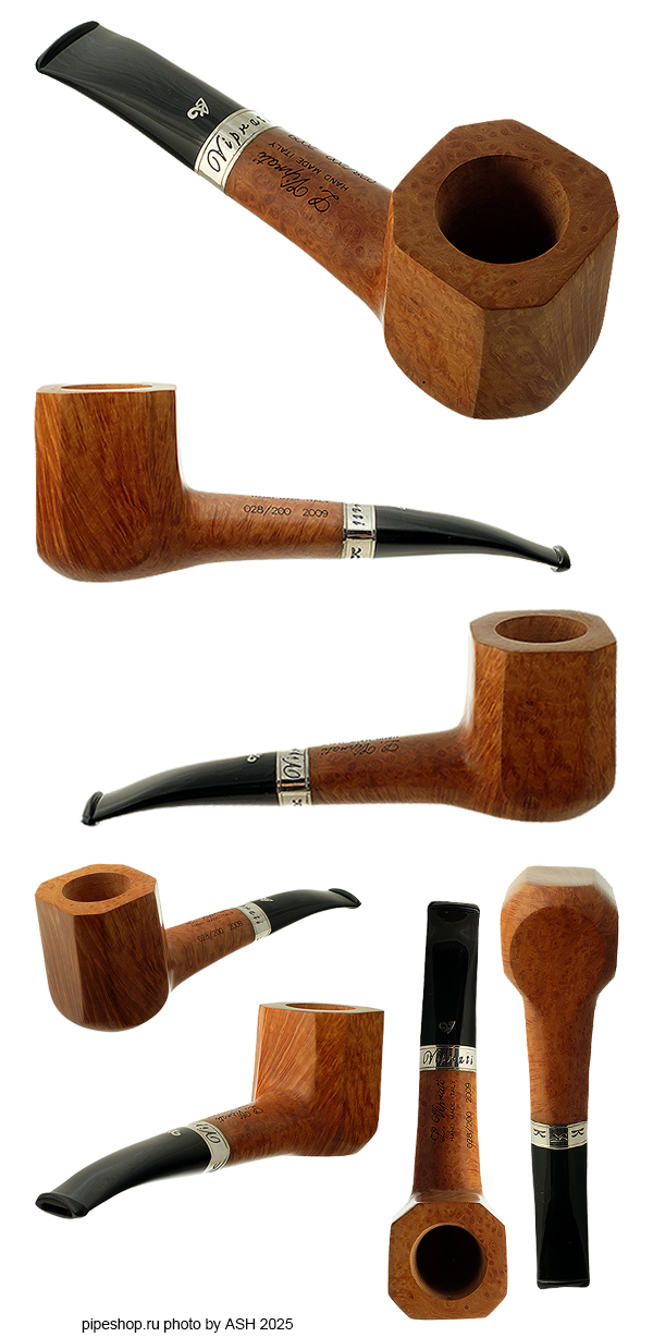   L. VIPRATI POTY 2009 SMOOTH BENT PANELED BILLIARD WITH SILVER 028/200 ESTATE NEW UNSMOKED