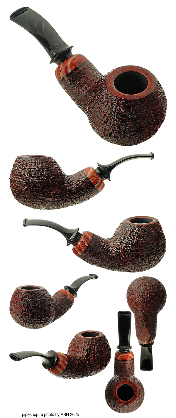  .  BROWN SANDBLAST BENT APPLE WITH MAMMOTH TOOTH