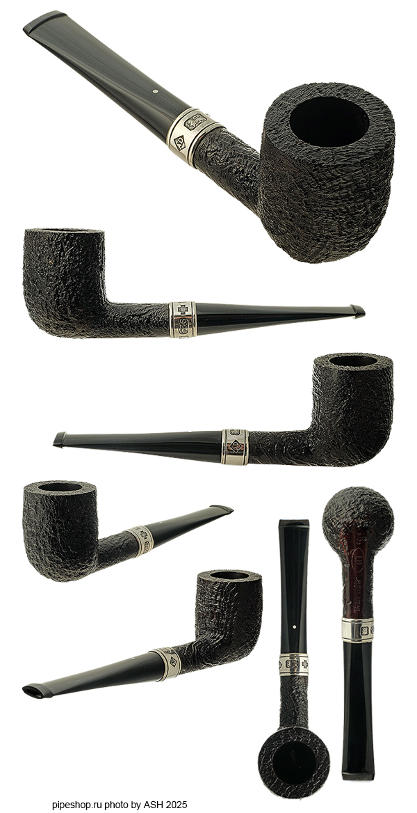   DUNHILL 2000 SHELL BRIAR 5103 SANDBLAST BILLIARD WITH SILVER (2000) ESTATE NEW UNSMOKED