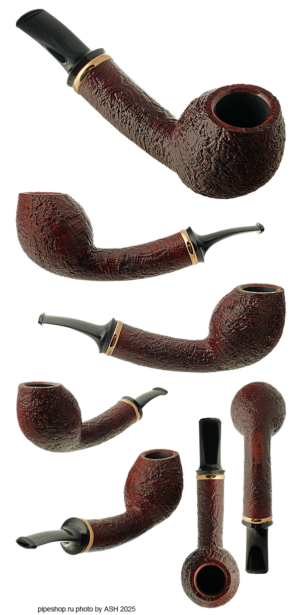   KONSTANTIN "BERK" BEREGOVOY BROWN SANDBLAST LONG SHANK BENT EGG WITH GILDED SILVER