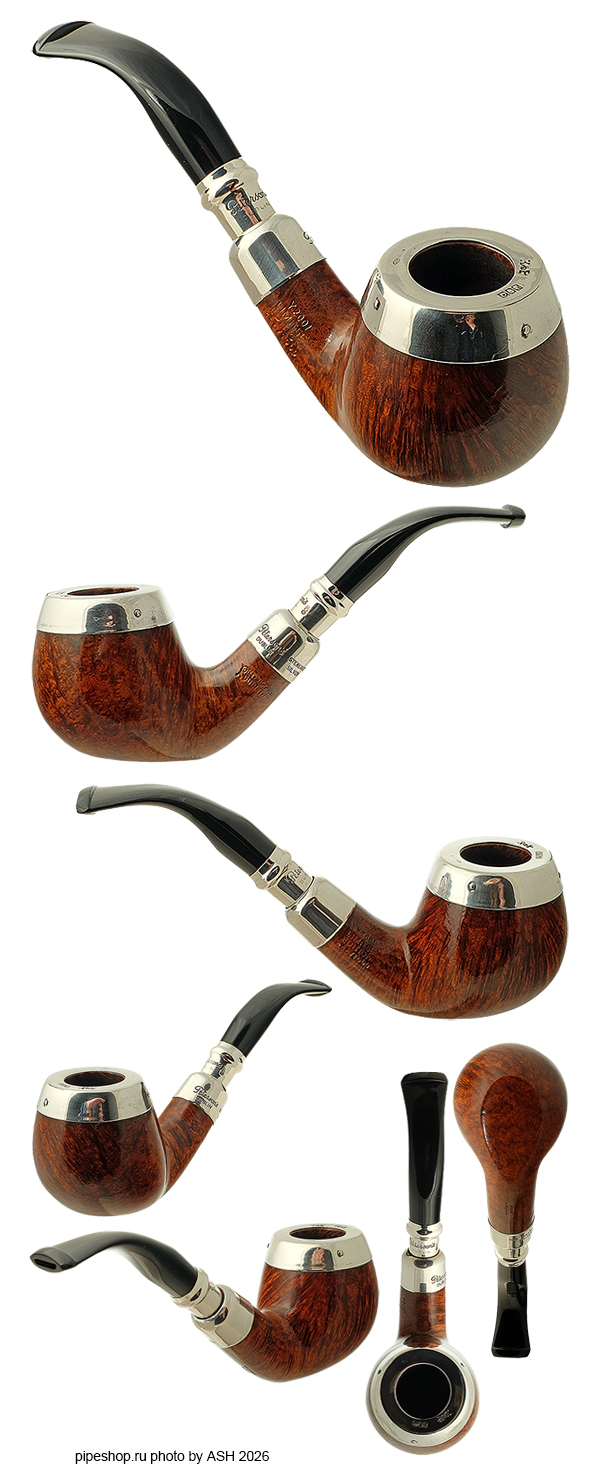 ����������� ������ PETERSON Y2001 LIMITED EDITION 190/1000 SMOOTH BENT APPLE SITTER SILVER CAP SPIGOT ESTATE NEW UNSMOKED, ������ 9 ��