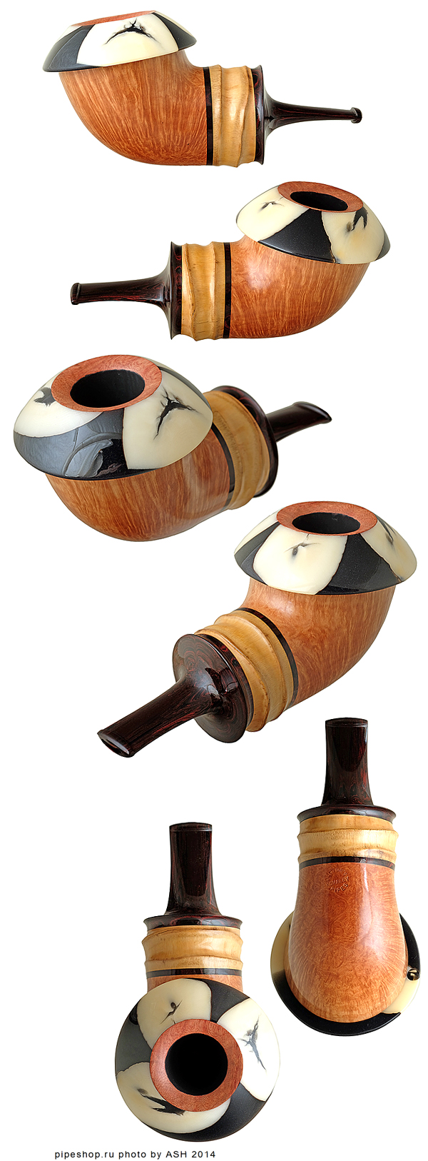   KOVALEV DOCTOR`S PIPES SMOOTH BUDDHA BAMBOO CALABASH WITH POLYMERIZED TAGUA NUT
