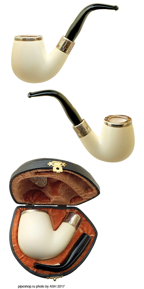   ALTINAY MEERSCHAUM SPIGOT & TOP SILVER RING BENT BILLIARD 3159