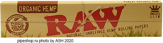    RAW NATURAL UNREFINED ORGANIC HEMP ROLLING PAPERS KING SIZE SLIM,  32 