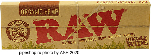    RAW NATURAL UNREFINED ORGANIC HEMP ROLLING PAPERS SINGLE WIDE,  50 