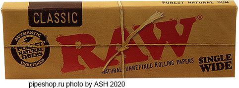    RAW NATURAL UNREFINED ROLLING PAPERS CLASSIC SINGLE WIDE,  50 