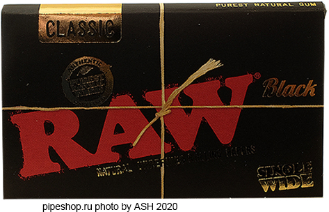    RAW NATURAL UNREFINED ROLLING PAPERS CLASSIC BLACK SINGLE WIDE,  100 