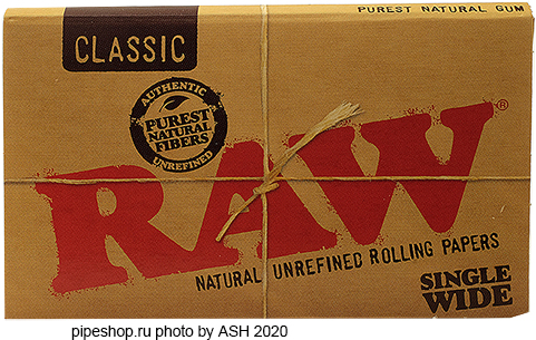    RAW NATURAL UNREFINED ROLLING PAPERS CLASSIC SINGLE WIDE,  100 