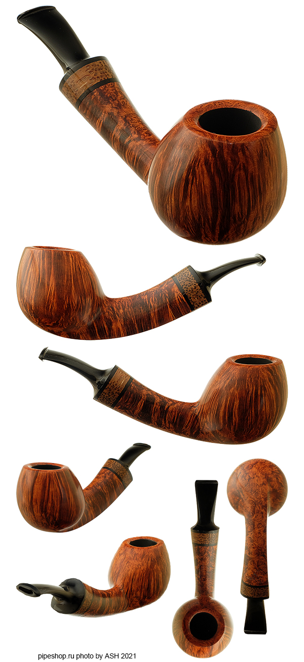    SMOOTH TEAR DROP LONG SHANK BENT BRANDY WITH PALMWOOD