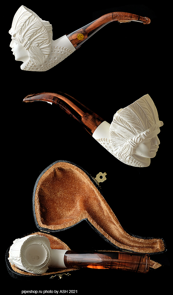   ALTINAY MEERSCHAUM CARVED BENT INDIAN CHIEF