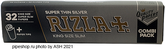     RIZLA+ SUPER THIN SILVER KING SIZE SUPER SLIM + TIPS,  32+32