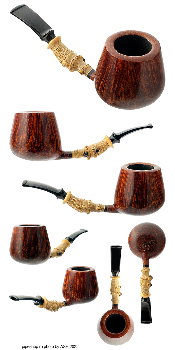   KOVALEV DOCTOR`S PIPES SMOOTH BAMBOO BENT BRANDY Grade DOUBLE FLASH