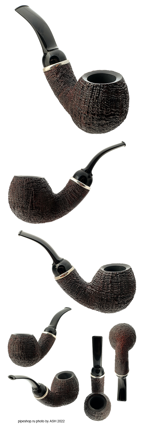   NANNA IVARSSON SANDBLAST BENT APPLE WITH SILVER 1306 ESTATE NEW UNSMOKED