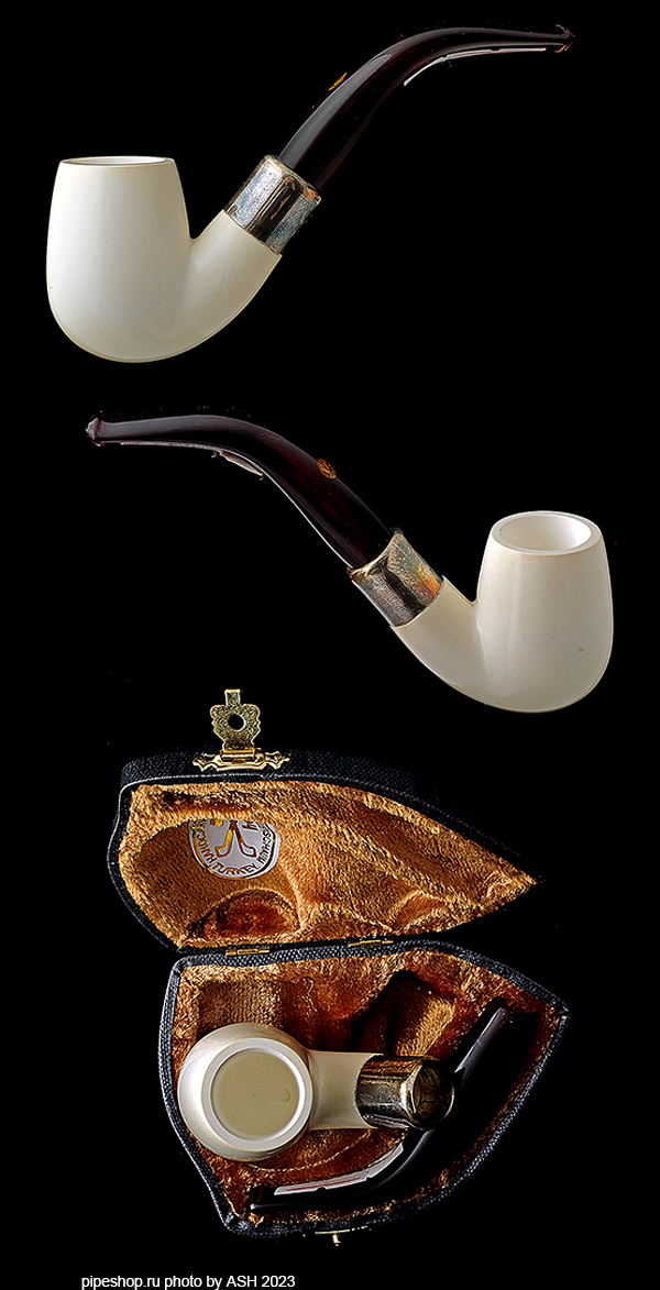   ALTINAY MEERSCHAUM SILVER MOUNTED SPIGOT BENT BILLIARD 0449