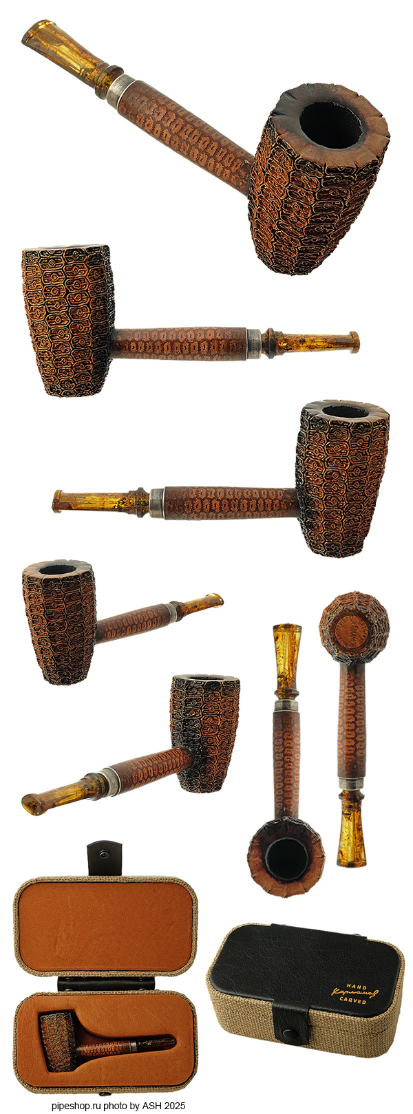    ORIGINAL BRIAR CORN COB WITH AMBER MOUTHPIECE AND BOX