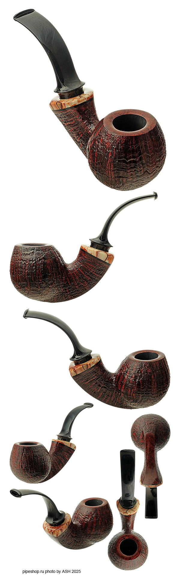   .  BROWN CONTRAST SANDBLAST BENT APPLE WITH WALRUS TUSK