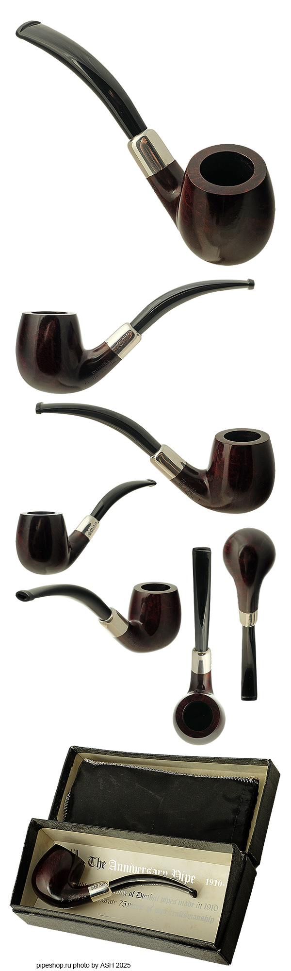   DUNHILL 75 YEARS OF PIPE CRAFTSMANSHIP 1910-1985 612 of 750 A 1 SMOOTH BENT ARMY SILVER BILLIARD (1985) ESTATE NEW UNSMOKED