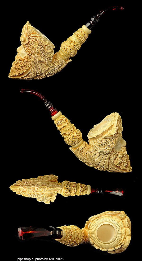   KUDRET MEERSCHAUM BENT BEARDED MAN MAGNUM ESTATE NEW UNSMOKED