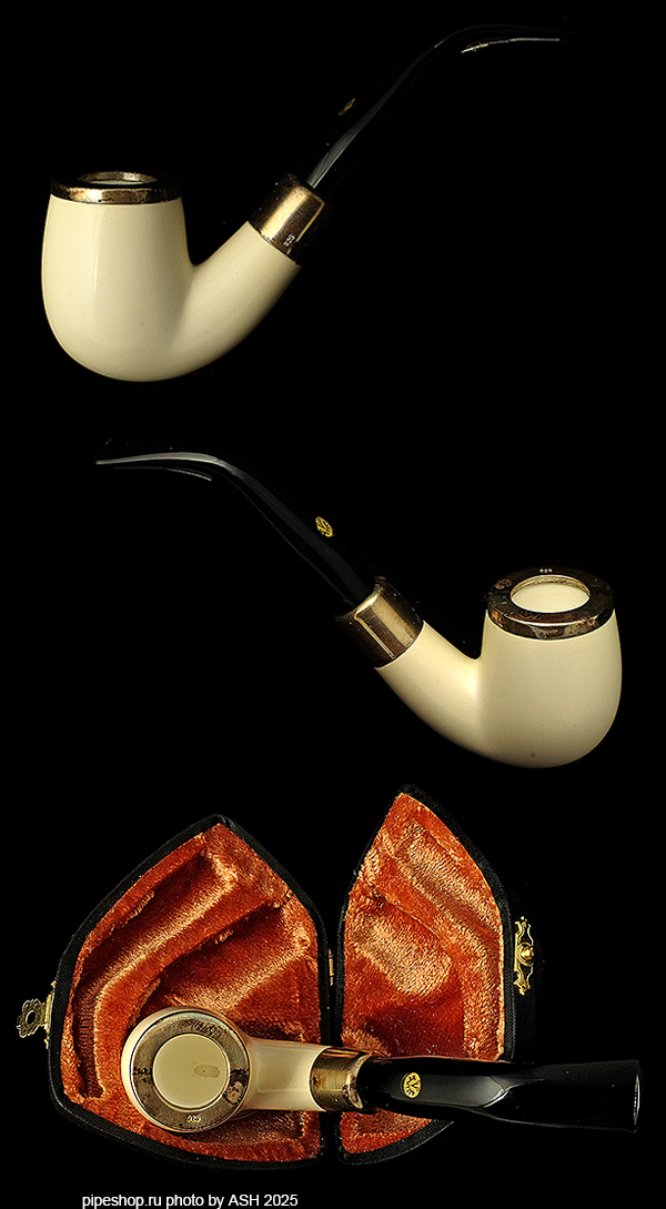   ALTINAY MEERSCHAUM SPIGOT & TOP SILVER RING BENT BILLIARD