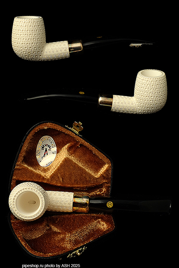   ALTINAY MEERSCHAUM SILVER SPIGOT CARVED BENT BILLIARD